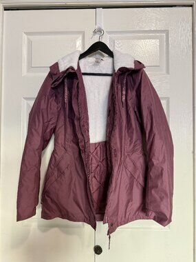 Quechua Decathlon 3-in-1 Waterproof Hooded Winter Jacket Parka Plum